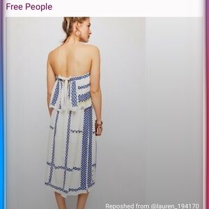 Free People Wild Romance Embroidered Dress White and Blue.So great for Vacation